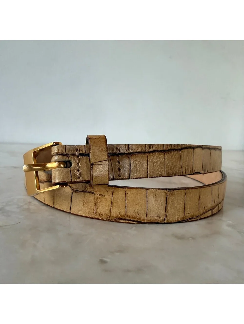 Fabio Corti Genuine Leather Crocodile Pattern Belt Made in Italy - Size L